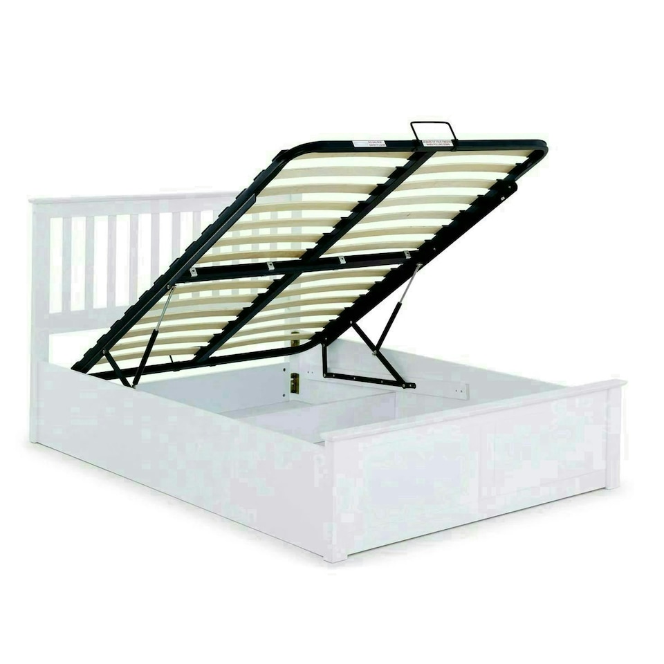 Malmo White Wooden Ottoman Bed King Size | Multi