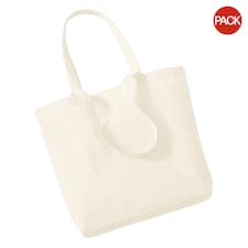 Westford Mill Organic Cotton Shopper Bag - 16 Litres (Pack of 2) - Natural - One Size Cream