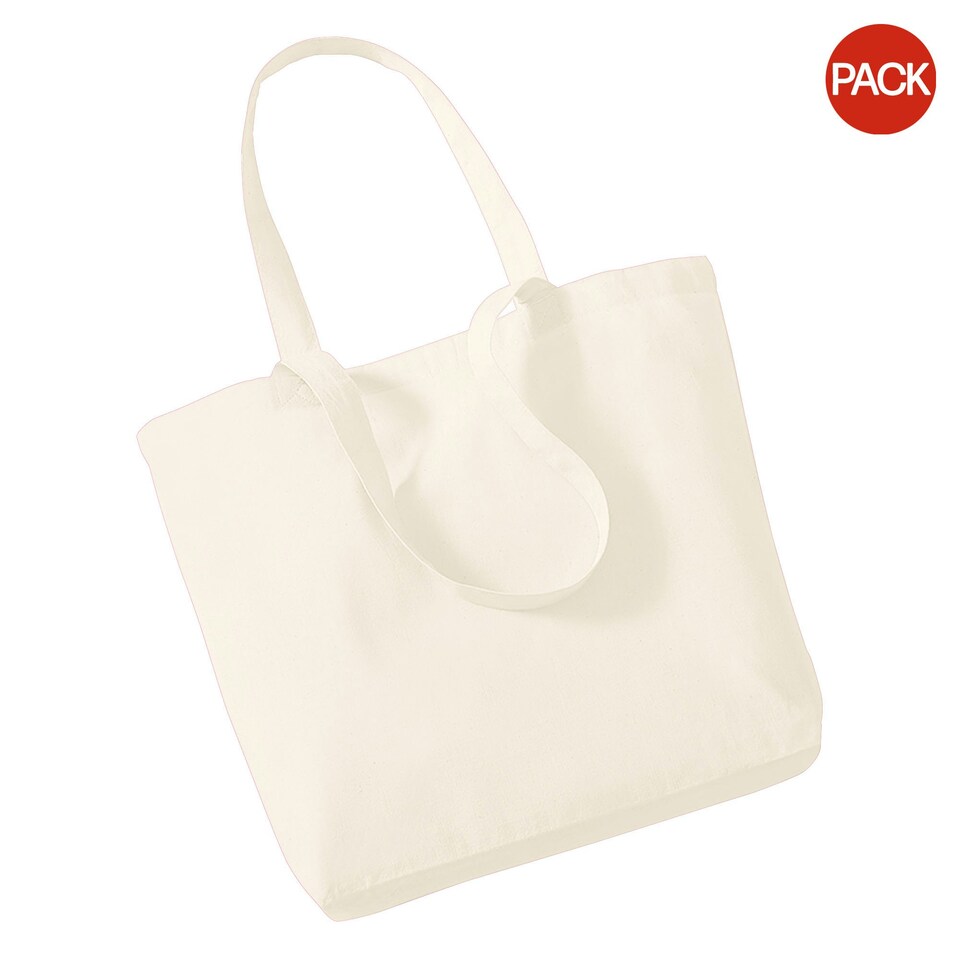 Westford Mill Organic Cotton Shopper Bag - 16 Litres (Pack of 2) - Natural - One Size Cream