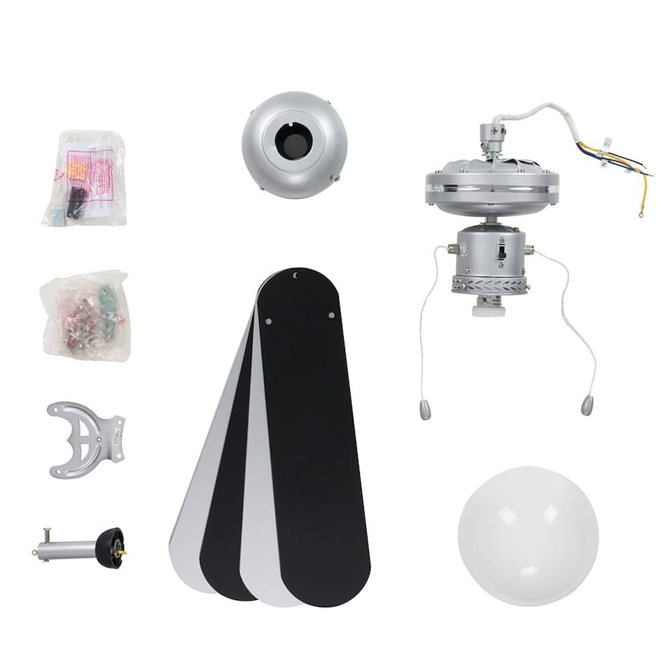 image 1 of ValueLights Mirage Silver and Black 42 Inch Ceiling Fan Glass Shade