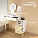 image 3 of HOMCOM Dressing Table with Mirror, Vanity Table with Adjustable LED Lights, Makeup Desk with 5 Drawers and 5 Shelves, White