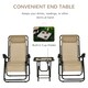 image 4 of Outsunny Folding Zero Gravity Chairs, 3 Pieces Adjustable Sun Lounger and Table Set with Cup Holder and Headrest, Patio Bistro Set with Reclining Garden Chairs for Outdoor, Beige