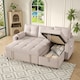 image 7 of FENCHILIN Sofa Bed with Pull-Out Sleeper Reversible Chaise Drop-Down Cup Holder Side Pockets Beige