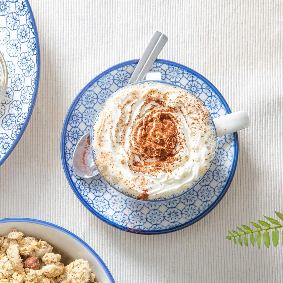 image 1 of Nicola Spring 12 Piece Hand-Printed Cappuccino Cup & Saucer Set - 250ml - 6 Colours