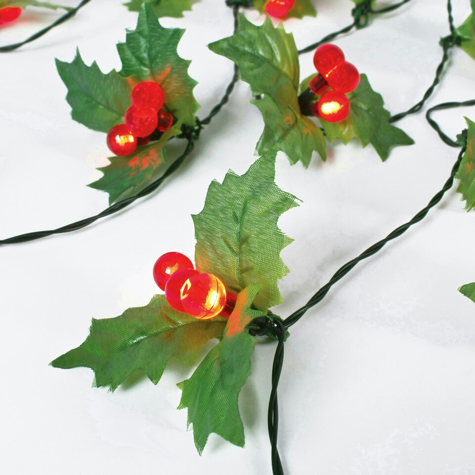 image 1 of The Christmas Workshop 89380 20 Holly Sprigs with 60 LED Lights
