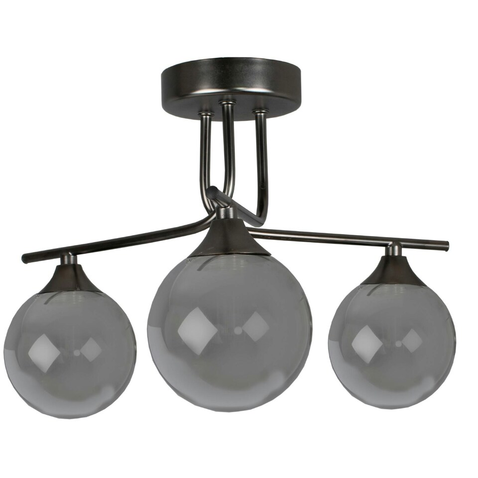 image 1 of Carney Gun Metal Smoked 3 Light Semi Flush Ceiling Light