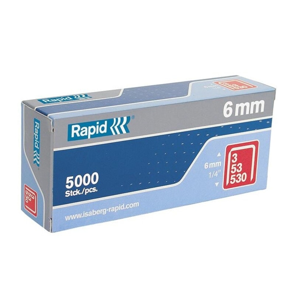 Rapid 53 Series Galvanised Staples - Galvanised - 6mm, Box of 5000