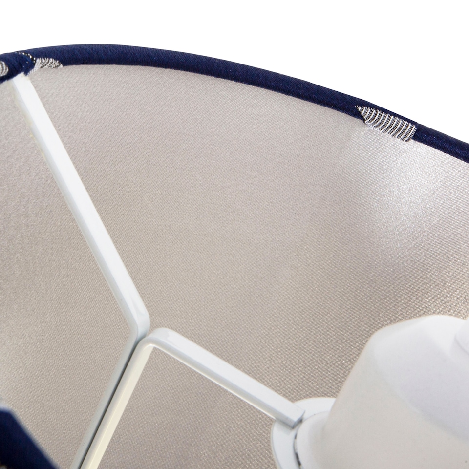 image 1 of Modern Navy Midnight Blue Drum Lampshade with Off-White Floral Decoration | Blue | 10"