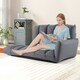 image 8 of COSTWAY Foldable Floor Sofa Upholstered Recliner Chair Grey