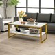 image 2 of HOMCOM Two-Tier Coffee Table with Marble Effect Shelf and Metal Frame White