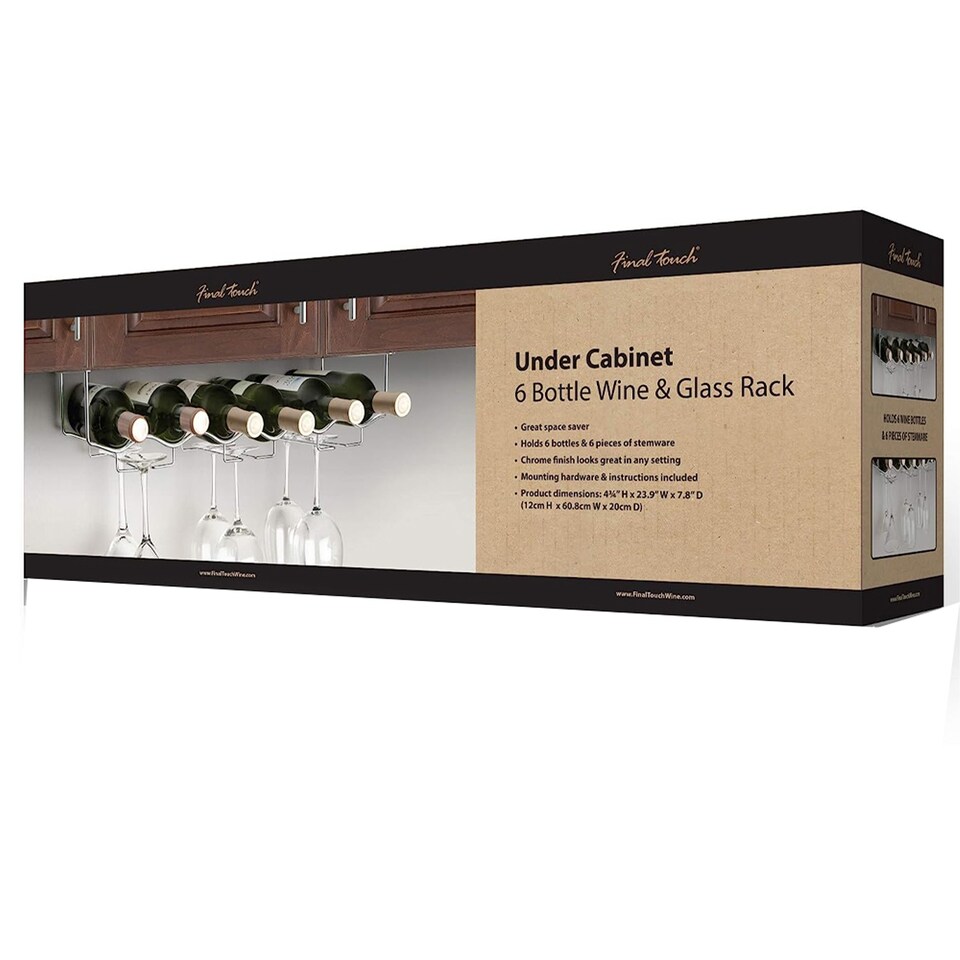 image 1 of Final Touch Under Cabinet Glass Wine Rack