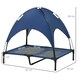 image 4 of PawHut 92cm Elevated Dog Bed Cooling Raised Pet Cot UV Protection Canopy Blue
