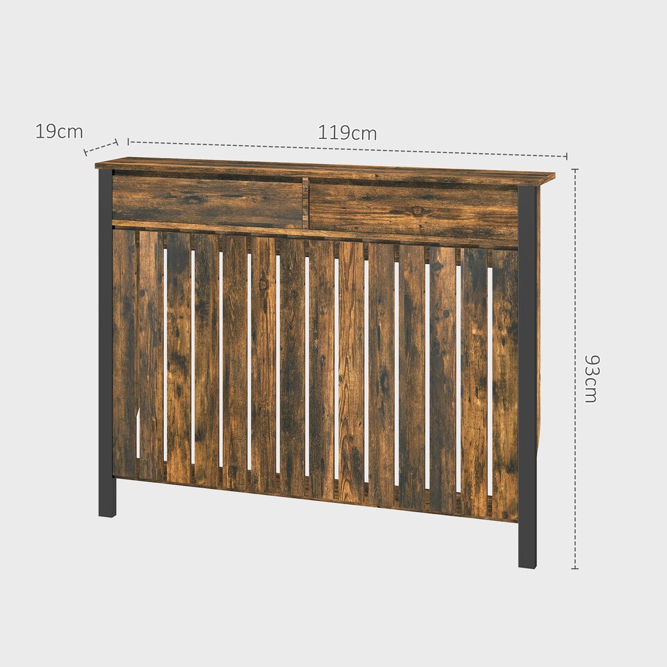 image 1 of HOMCOM Large Radiator Cover with Drawers and Vertical Slats 119 x 19 x 93cm