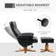 image 4 of HOMCOM PU Leather Swivel Recliner Chair with Footstool, Wooden Base and Storage for Living Room, Black
