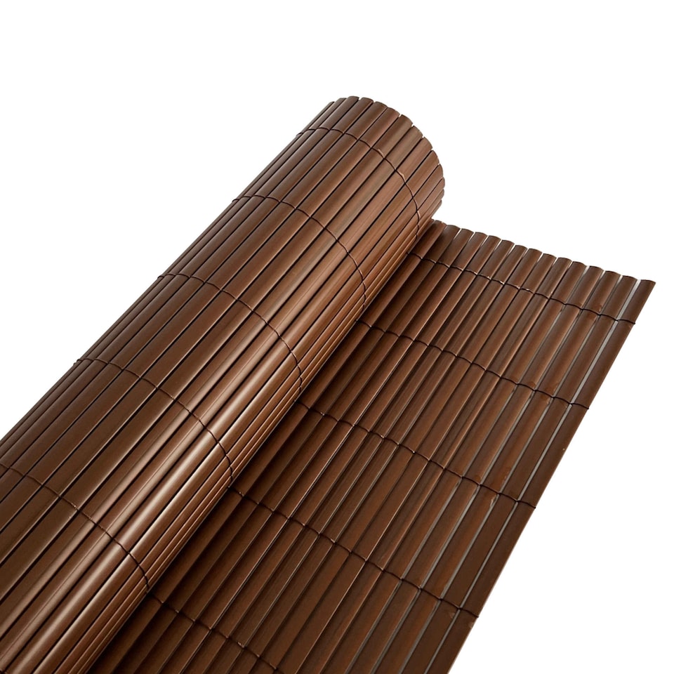 image 1 of 1m x 4m Brown PVC Outdoor Garden Fencing Privacy Screen Roll | Brown | 1