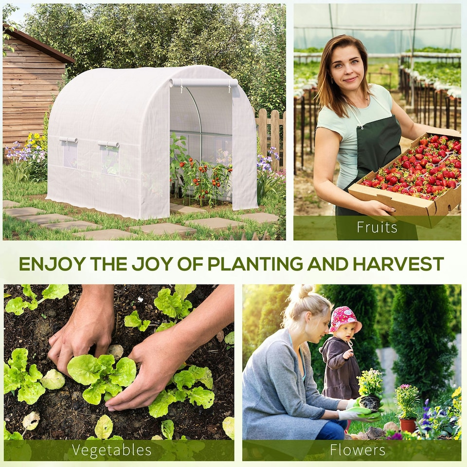 image 1 of Outsunny Greenhouse Solid Frame Walk-in Garden Grow Large Insect Poly Tunnel
