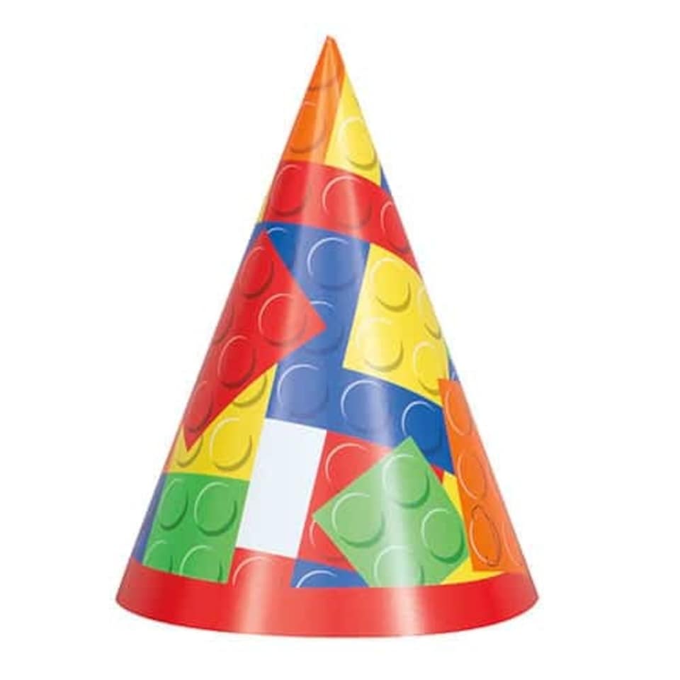 Building Blocks Party Hat Pack of 8