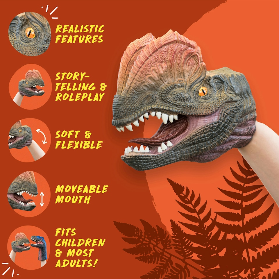 image 1 of Wild Thingz Dilophosaurus Hand Puppet
