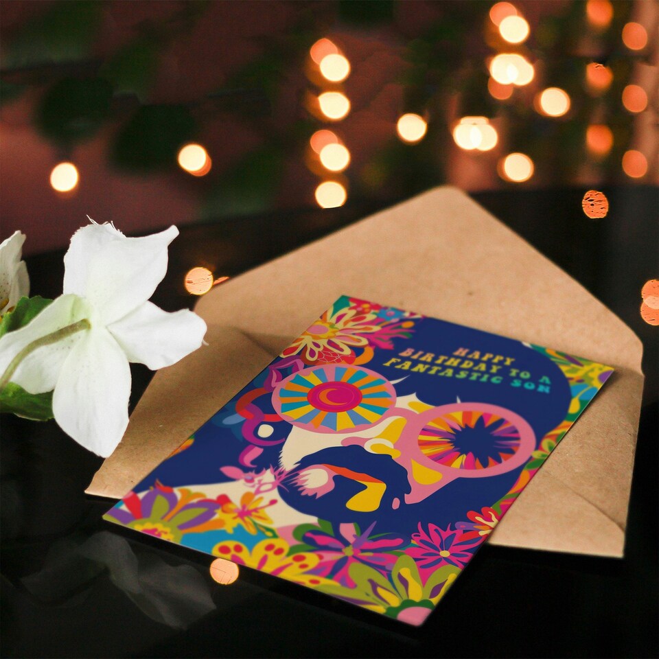 image 1 of Fantastic Hippy Flower Power Hippie 1960S Son Birthday Card