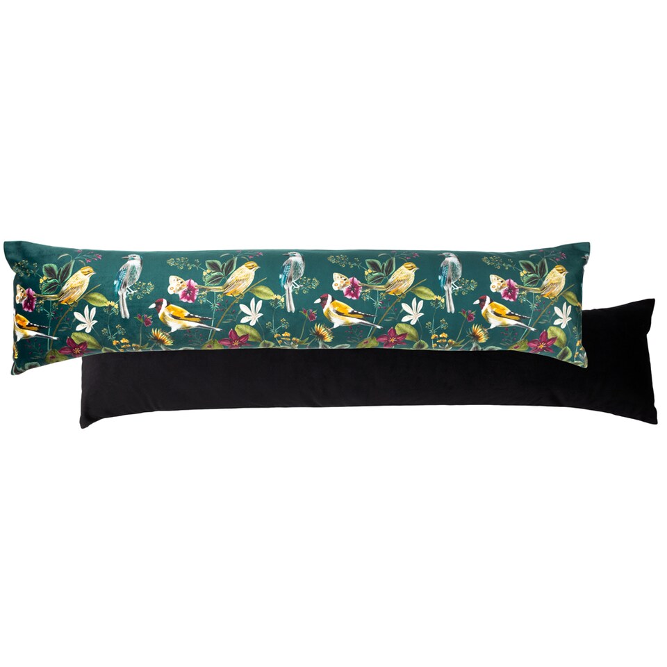 image 1 of Wylder Midnight Garden Birds Printed Velvet Draught Excluder