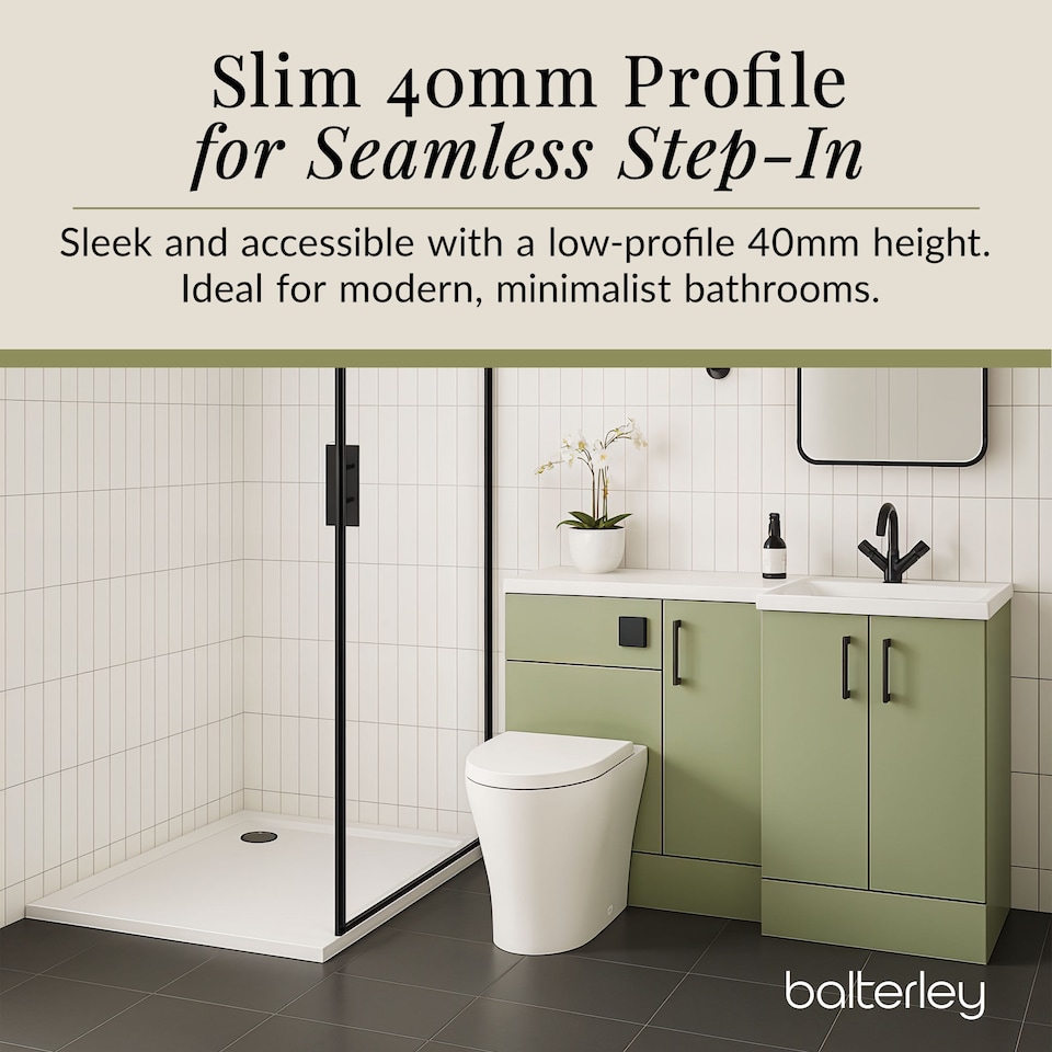 image 1 of Balterley Premium Rectangular Shower Tray - Durable Low Profile Stone Resin Base by Balterley | White | White | 1