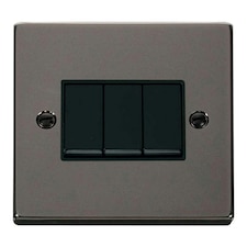 SE HOME Black Nickel 10A 3 Gang 2 Way Light Switch | Black | Black Nickel