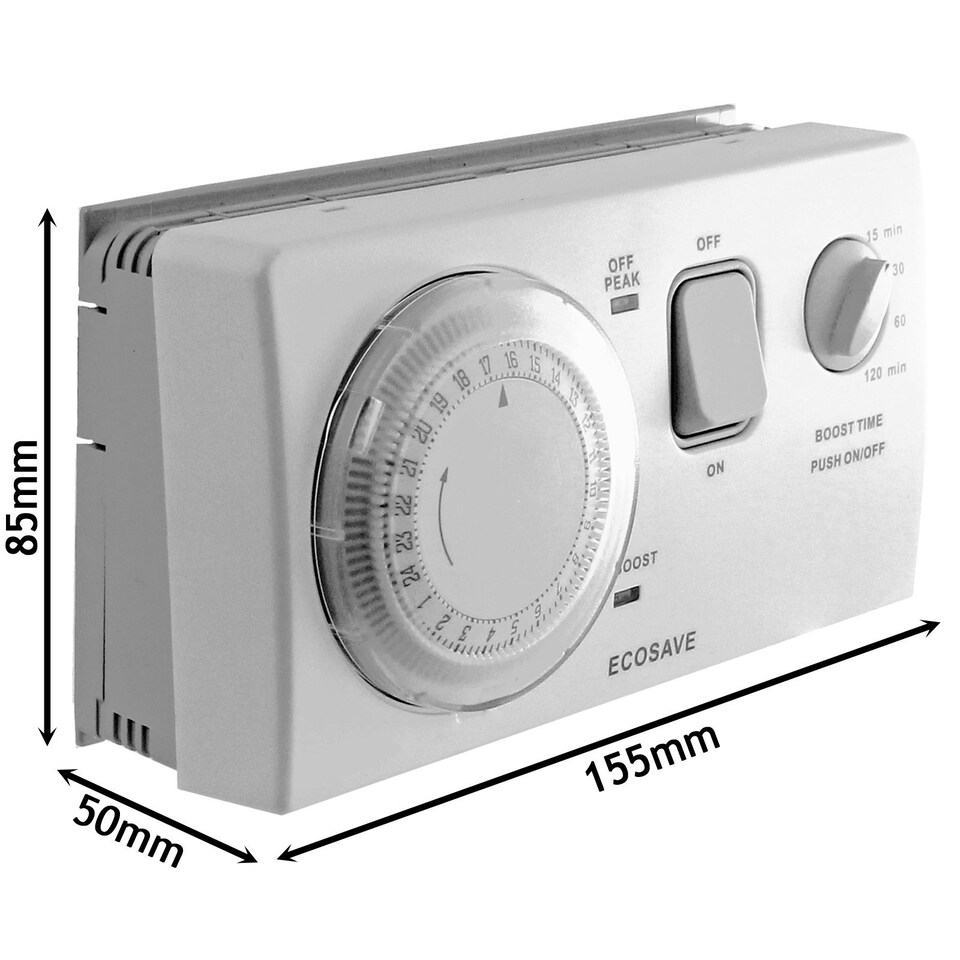 image 1 of SPARES2GO Universal Economy 7 Timer Water Immersion Storage Heater Time Switch Boost