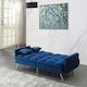 image 7 of Sofa Bed 2 Seater Blue Velvet Click Clack Sofa Settee Recliner Couch with Metal Legs 2 Pillows Blue