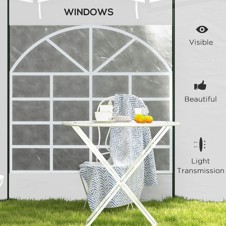 image 1 of Outsunny 3x3(m) or 3x6m Pop Up Gazebo Side Panels Replacement, 2 Pack, White