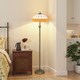 image 8 of HOMCOM Tiffany-Style Floor Lamp with Handcrafted Stained Glass Shade, 152cm Tall Vintage Standing Lamp with Foot Switch and Dual Sockets for Living Room Bedroom, Bronze Tone and Orange | Orange