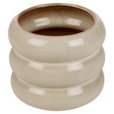 Glossy Ceramic Tube Design Cactus Herb Flower Pot Planter Holder Home Display | Cream | Cream Gloss