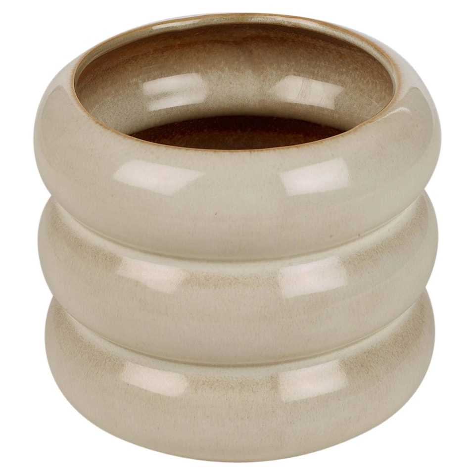 image 1 of Glossy Ceramic Tube Design Cactus Herb Flower Pot Planter Holder Home Display | Cream | Cream Gloss