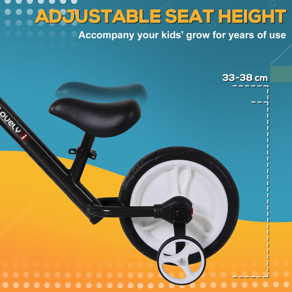 image 1 of HOMCOM Kids Balance Training Bike Toy w/ Stabilizers For Child 2-5 Years Black