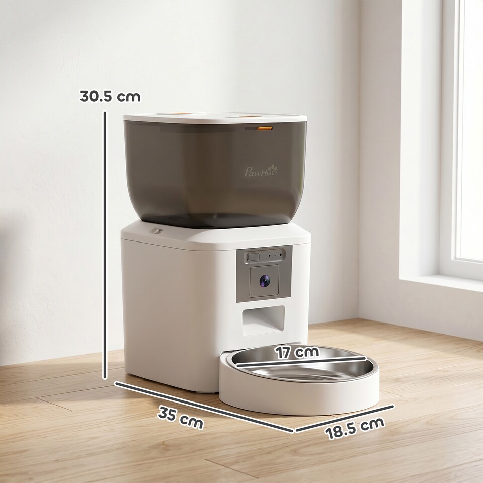 image 1 of PawHut Automatic 4L Cat Feeder with Camera, 2.4G WiFi, Smart APP Control