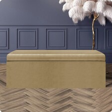 180cm Large Plain Safar Storage Ottoman Box, Mink Plush Velvet Upholstered Deep Storage Ottoman End of Bed Bench