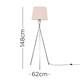 image 3 of ValueLights Camden Chrome Tripod Floor Lamp Pink Taper Shade & Bulb Pink