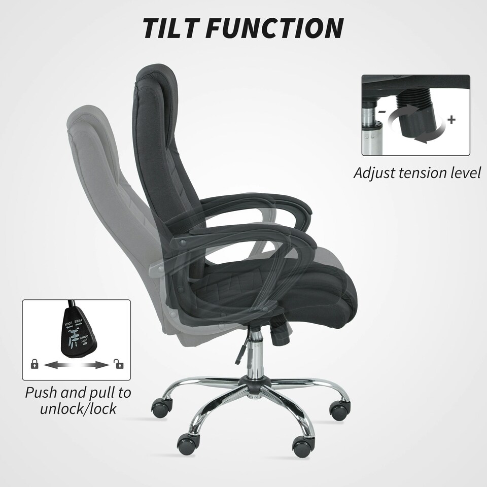image 1 of Vinsetto Office Chair for Desk, with Height Adjustable, Wheels, Black Black