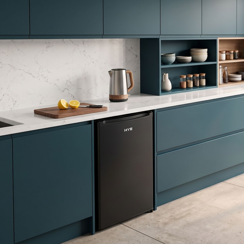 image 1 of HYE Under Counter Fridge 48cm Freestanding Larder 90 Litre - Black RF01UCF88B01