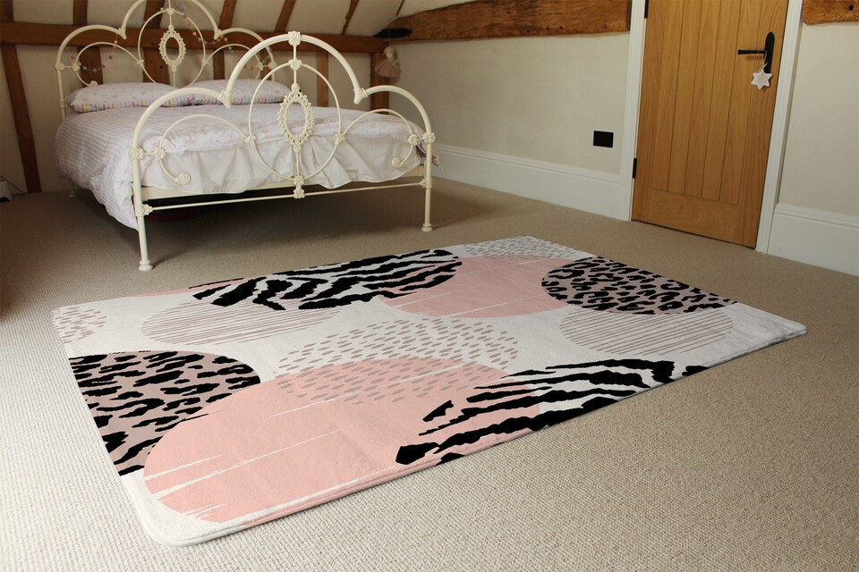 image 1 of Abstract Geometrics With Animal Print And Circles Rug | Multi