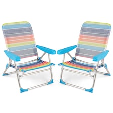 COSTWAY 2 Pack Beach Chair for Adults Foldable 4 Position Reclining Picnic Chair
