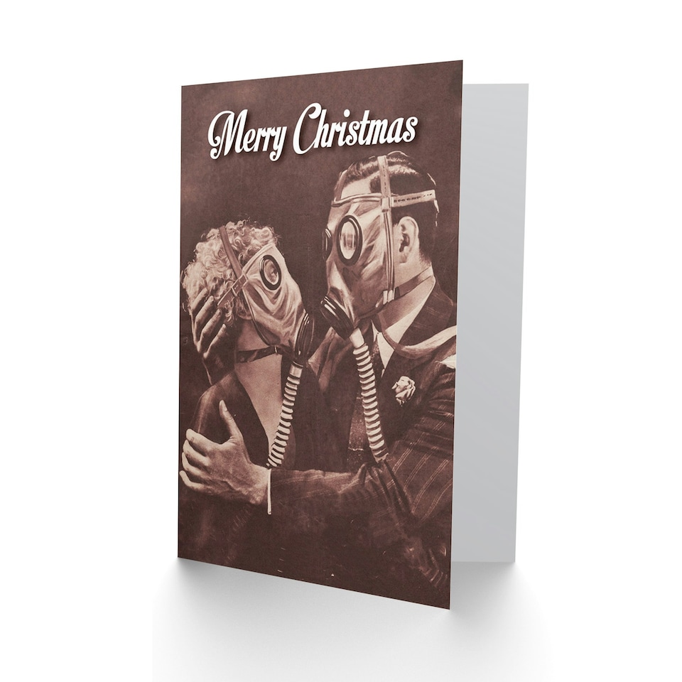 image 1 of Alternative Xmas Bizarre Gas Mask Funny Christmas Card