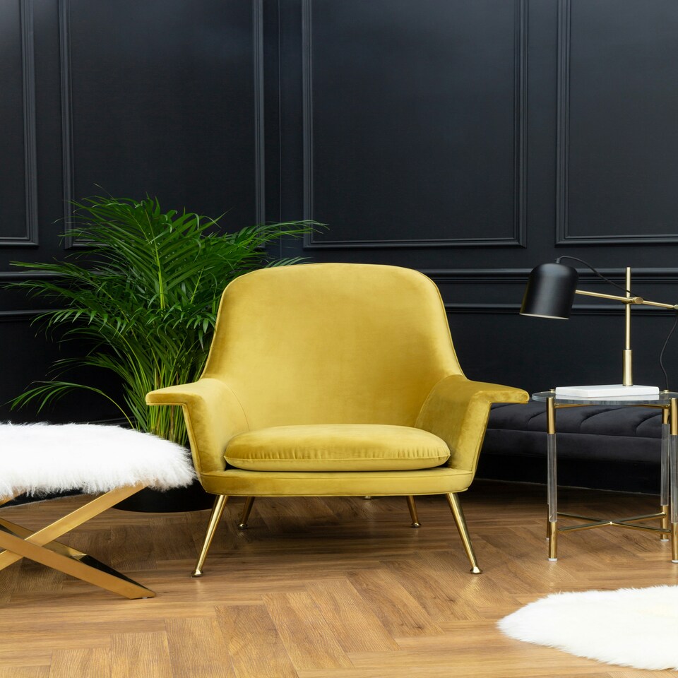 image 1 of Side Table With Acrylic Top-Sturdy Lounge Round Table-Gold Finish Settee Side Table-Metallic Small Table Gold