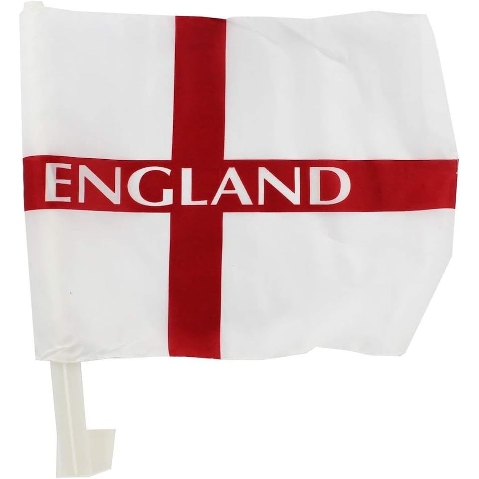 image 1 of England St George's Cross Car Flag with Window Clip | Double Sided Polyester Supporters Flag 45cm x 30cm
