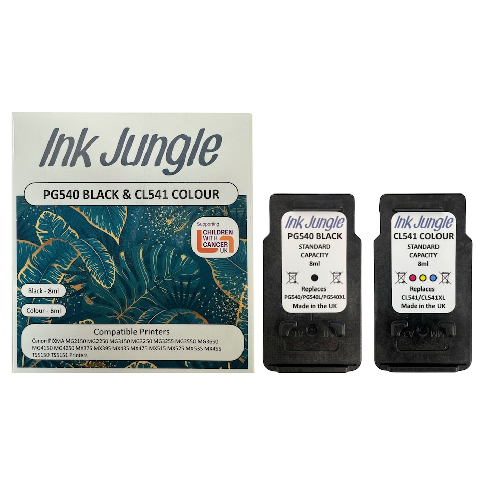 image 1 of Ink Jungle PG540 Black & CL541 Colour Refilled Ink Cartridge - Replaces Canon PG540 Black & CL541 Colour