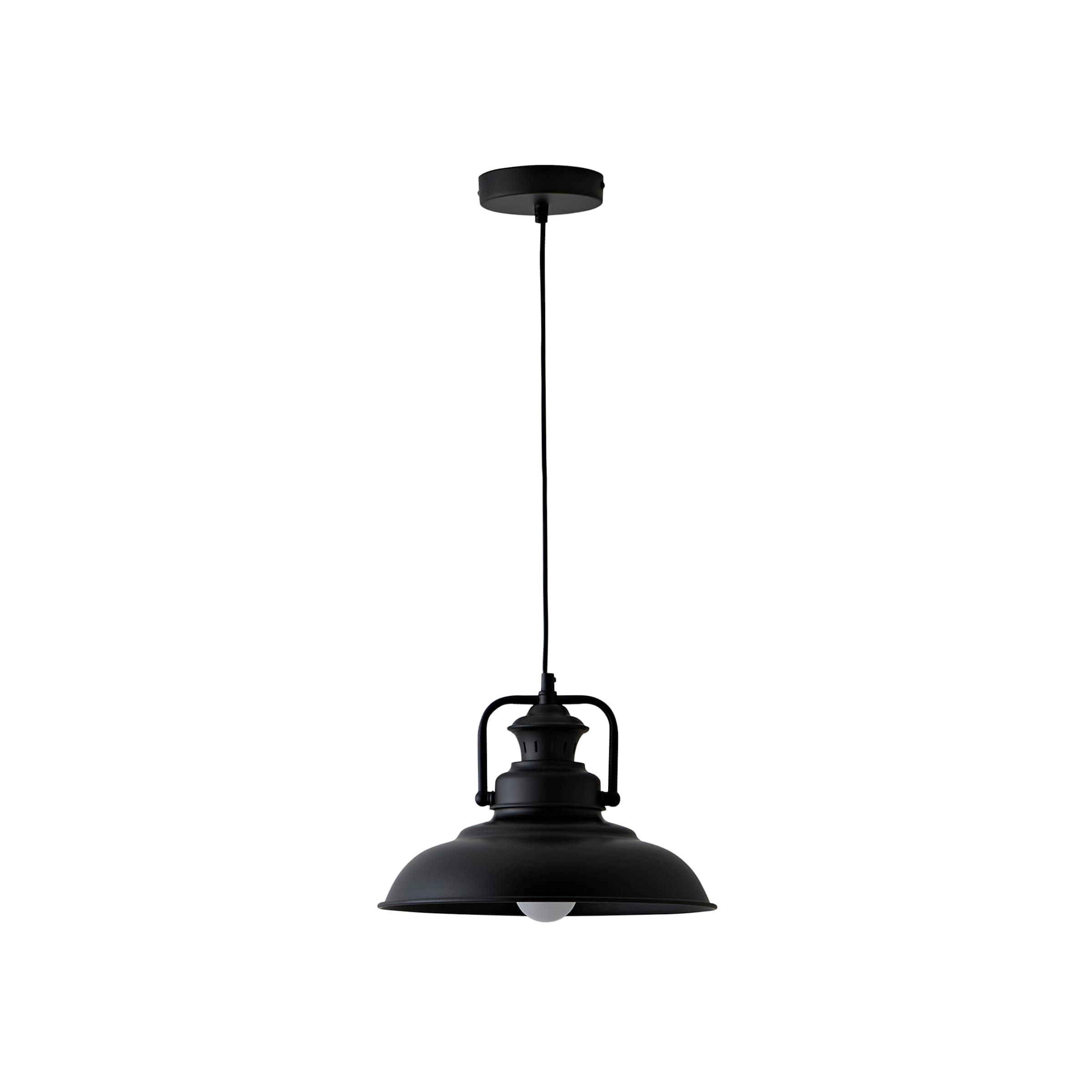 ValueLights Duomo Matte Black Metal Ceiling Pendant Light Fitting Black