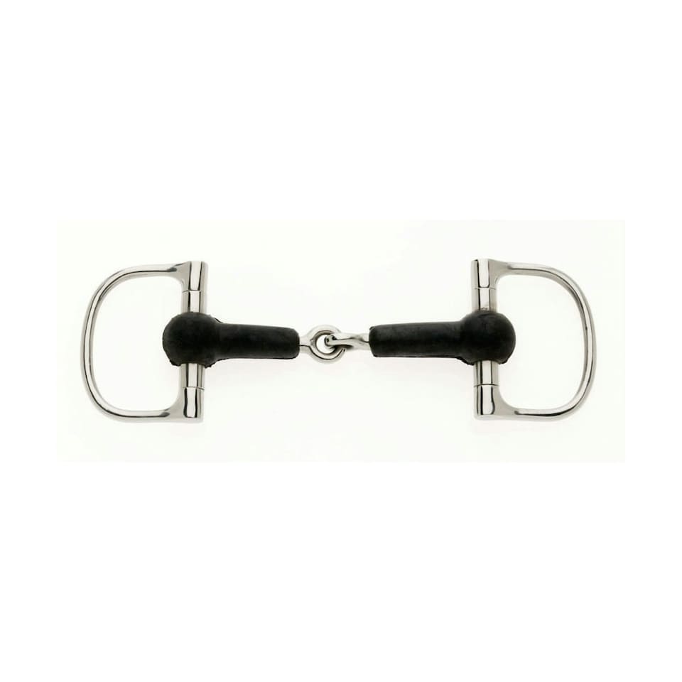 Lorina Rubber D Race Snaffle - Silver/Black - 6in