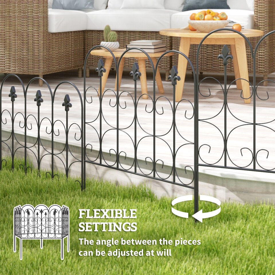 image 1 of Outsunny 5PCs Decorative Garden Fencing Metal Border Edging