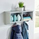 image 3 of Coat Hook Wall Mounted Unit 2 Open Shelves 4 Robe Hooks Bathroom Hallway Grey