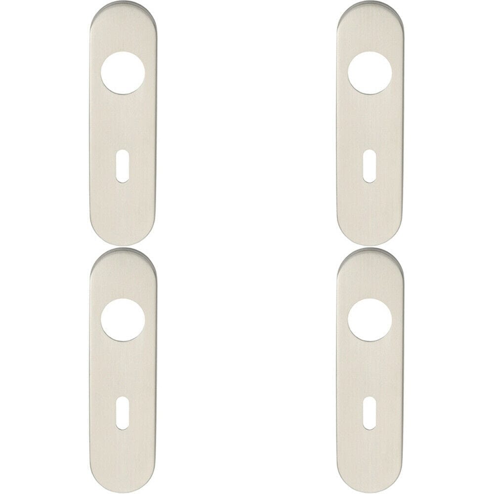 Loops 4x PAIR Radius Standard Lock Handle Key Plates 170 x 45 x 8mm Satin Steel in Metallics