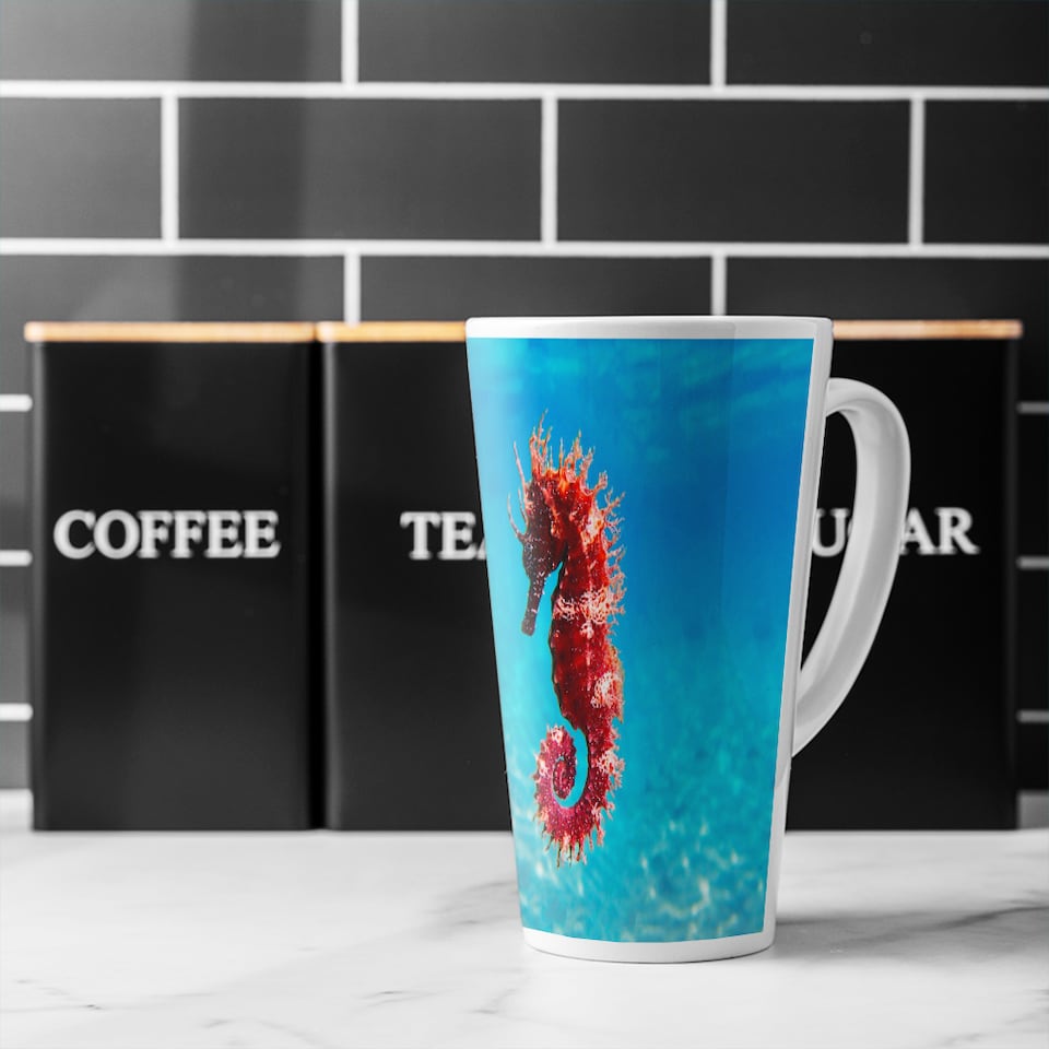 image 1 of Mediterranean Seahorse Designer Latte Mug